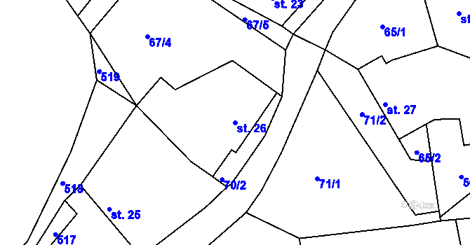 Parcela st. 26 v KÚ Hoštice u Nemyšle, Katastrální mapa