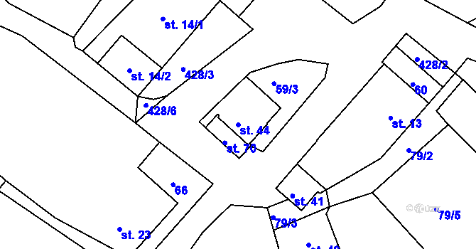 Parcela st. 44 v KÚ Hoštice u Nemyšle, Katastrální mapa