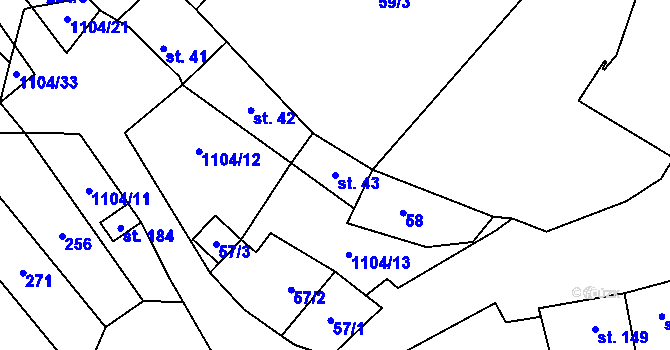 Parcela st. 43 v KÚ Hoštice u Litenčic, Katastrální mapa