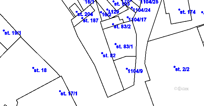 Parcela st. 82 v KÚ Hoštice u Litenčic, Katastrální mapa