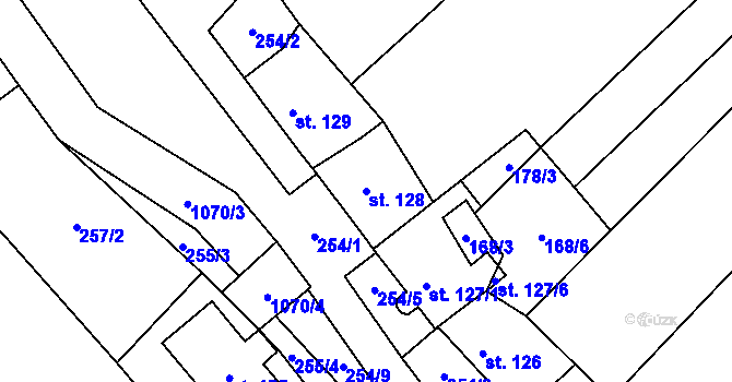 Parcela st. 128 v KÚ Hoštice u Litenčic, Katastrální mapa
