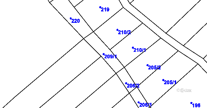 Parcela st. 209/1 v KÚ Hoštice u Litenčic, Katastrální mapa
