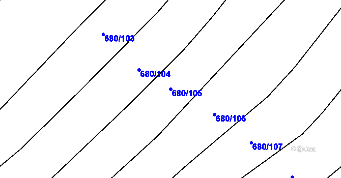 Parcela st. 680/105 v KÚ Hoštice u Litenčic, Katastrální mapa