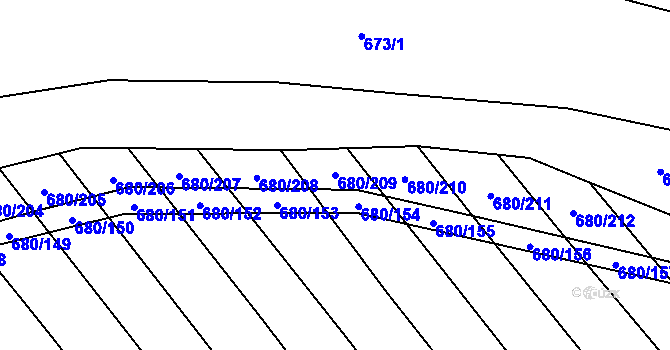 Parcela st. 680/209 v KÚ Hoštice u Litenčic, Katastrální mapa