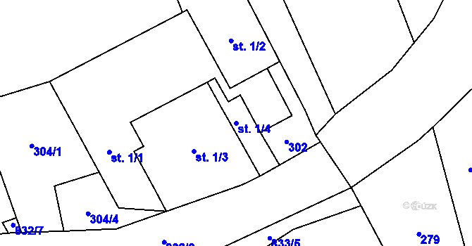 Parcela st. 1/4 v KÚ Heroltice, Katastrální mapa