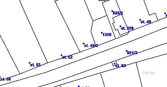 Parcela st. 49/2 v KÚ Heroltice, Katastrální mapa