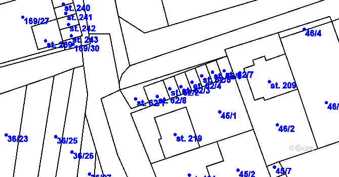 Parcela st. 62/2 v KÚ Heroltice, Katastrální mapa