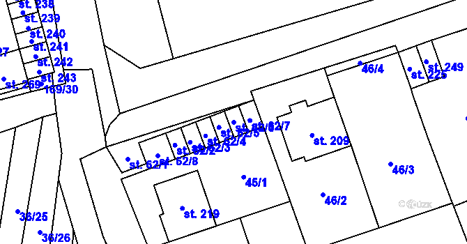 Parcela st. 62/6 v KÚ Heroltice, Katastrální mapa