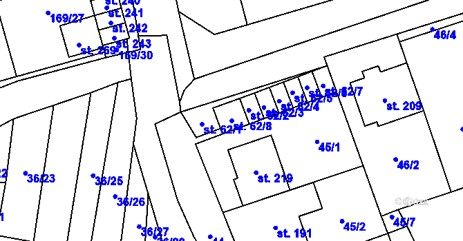 Parcela st. 62/8 v KÚ Heroltice, Katastrální mapa