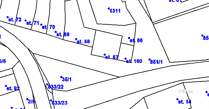 Parcela st. 67 v KÚ Heroltice, Katastrální mapa