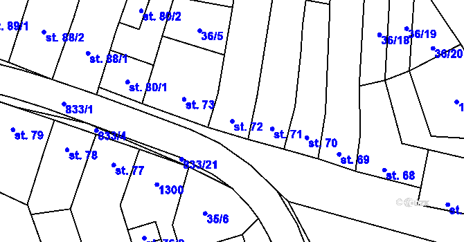 Parcela st. 72 v KÚ Heroltice, Katastrální mapa