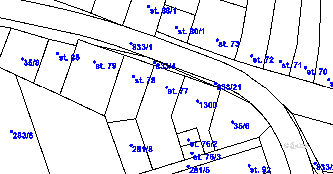 Parcela st. 77 v KÚ Heroltice, Katastrální mapa