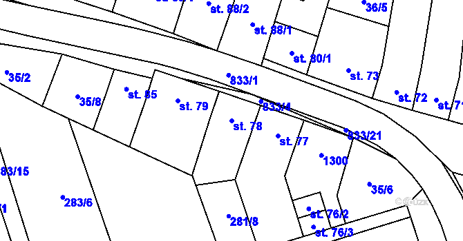 Parcela st. 78 v KÚ Heroltice, Katastrální mapa