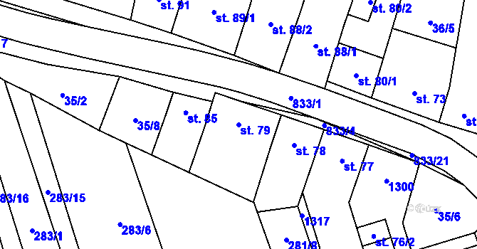 Parcela st. 79 v KÚ Heroltice, Katastrální mapa