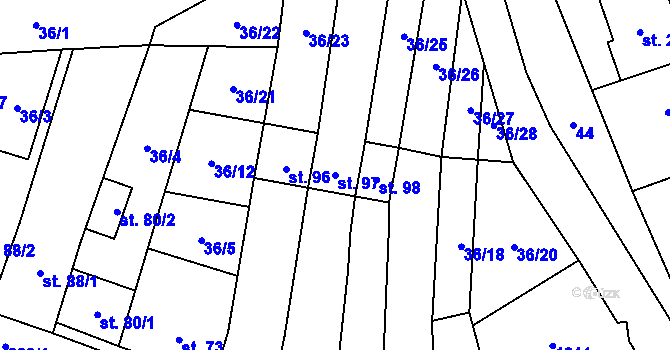 Parcela st. 97 v KÚ Heroltice, Katastrální mapa