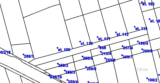 Parcela st. 110 v KÚ Heroltice, Katastrální mapa