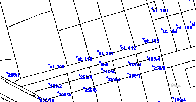 Parcela st. 111 v KÚ Heroltice, Katastrální mapa