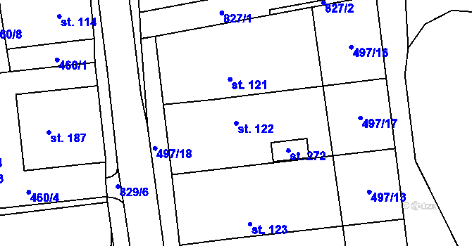 Parcela st. 122 v KÚ Heroltice, Katastrální mapa