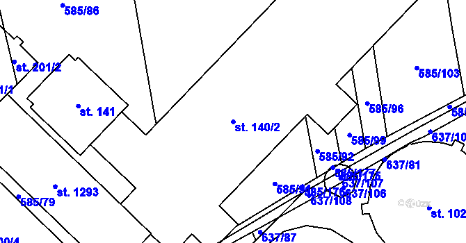 Parcela st. 140/2 v KÚ Heroltice, Katastrální mapa