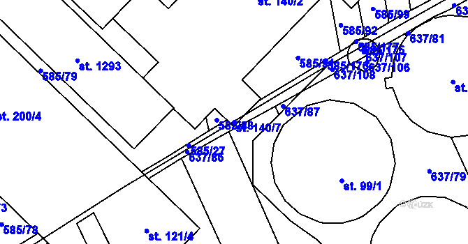 Parcela st. 140/7 v KÚ Heroltice, Katastrální mapa