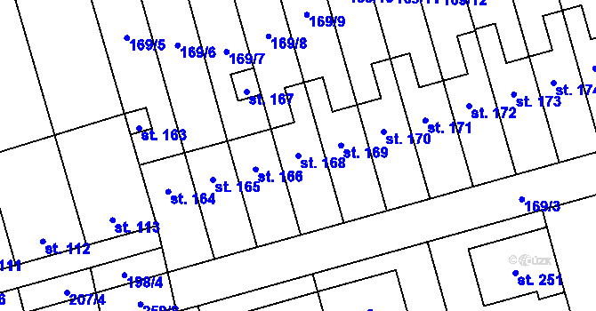 Parcela st. 168 v KÚ Heroltice, Katastrální mapa