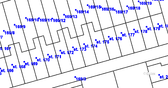 Parcela st. 174 v KÚ Heroltice, Katastrální mapa