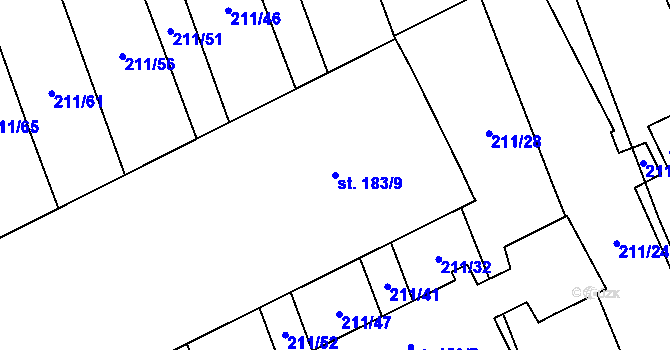 Parcela st. 183/9 v KÚ Heroltice, Katastrální mapa