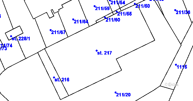 Parcela st. 217 v KÚ Heroltice, Katastrální mapa