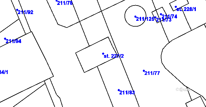 Parcela st. 227/2 v KÚ Heroltice, Katastrální mapa