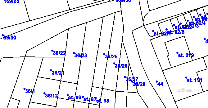 Parcela st. 36/25 v KÚ Heroltice, Katastrální mapa
