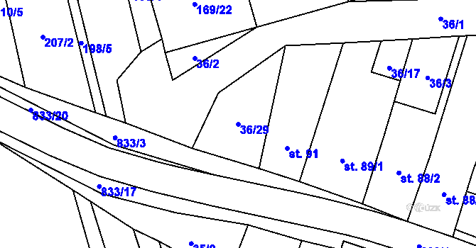 Parcela st. 36/29 v KÚ Heroltice, Katastrální mapa