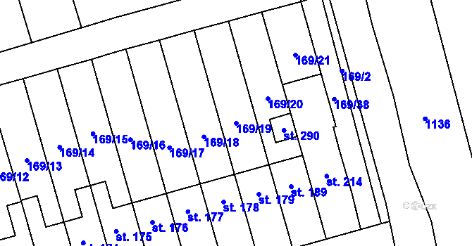 Parcela st. 169/19 v KÚ Heroltice, Katastrální mapa
