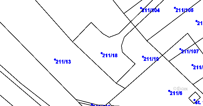 Parcela st. 211/18 v KÚ Heroltice, Katastrální mapa