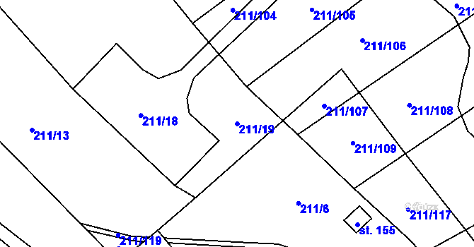Parcela st. 211/19 v KÚ Heroltice, Katastrální mapa