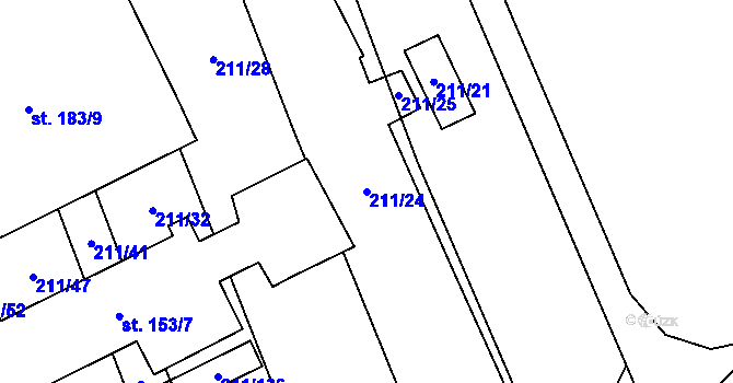 Parcela st. 211/24 v KÚ Heroltice, Katastrální mapa