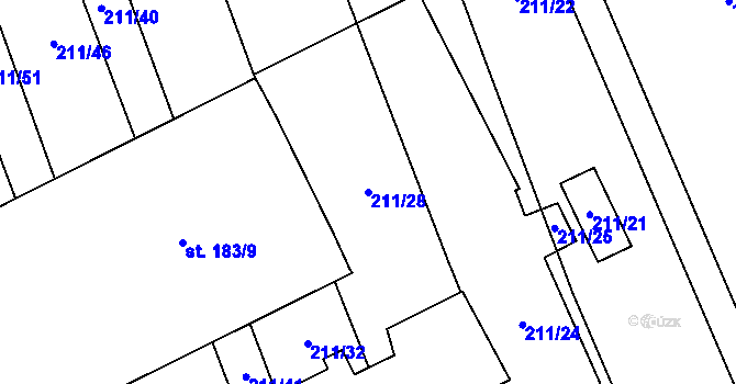 Parcela st. 211/28 v KÚ Heroltice, Katastrální mapa