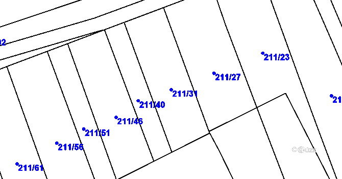 Parcela st. 211/31 v KÚ Heroltice, Katastrální mapa