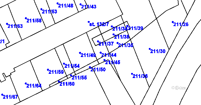Parcela st. 211/44 v KÚ Heroltice, Katastrální mapa