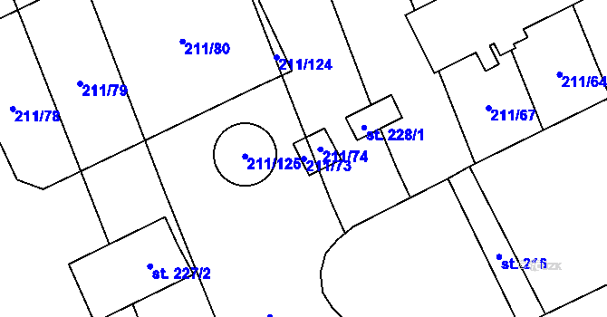 Parcela st. 211/73 v KÚ Heroltice, Katastrální mapa