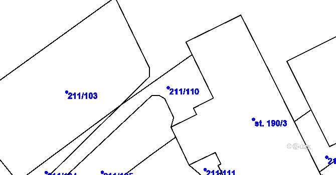 Parcela st. 211/110 v KÚ Heroltice, Katastrální mapa