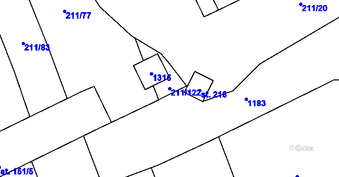 Parcela st. 211/122 v KÚ Heroltice, Katastrální mapa