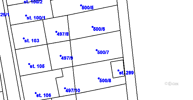 Parcela st. 500/7 v KÚ Heroltice, Katastrální mapa