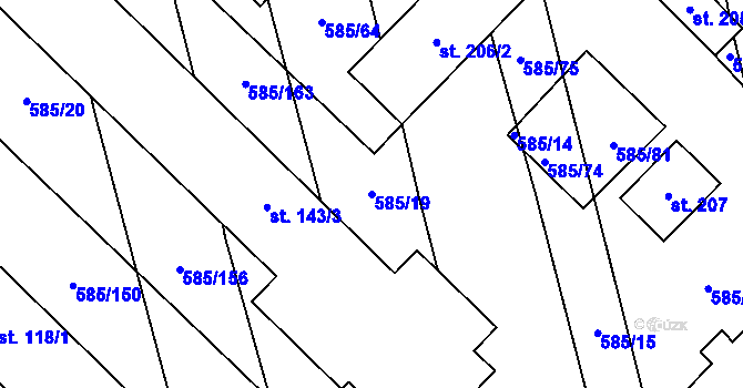 Parcela st. 585/19 v KÚ Heroltice, Katastrální mapa