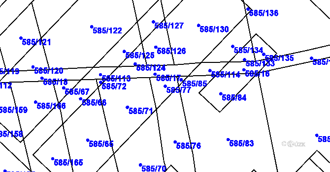 Parcela st. 585/77 v KÚ Heroltice, Katastrální mapa