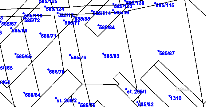 Parcela st. 585/83 v KÚ Heroltice, Katastrální mapa