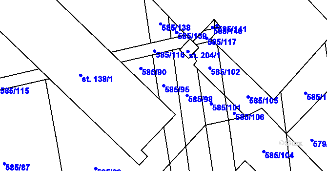 Parcela st. 585/95 v KÚ Heroltice, Katastrální mapa