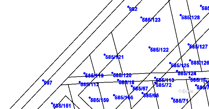 Parcela st. 585/121 v KÚ Heroltice, Katastrální mapa