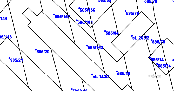Parcela st. 585/163 v KÚ Heroltice, Katastrální mapa