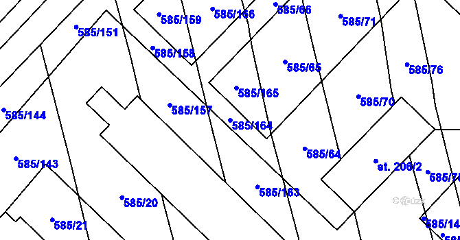 Parcela st. 585/164 v KÚ Heroltice, Katastrální mapa