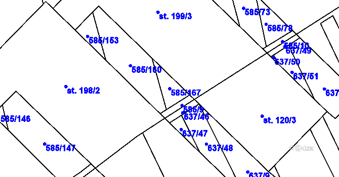 Parcela st. 585/167 v KÚ Heroltice, Katastrální mapa